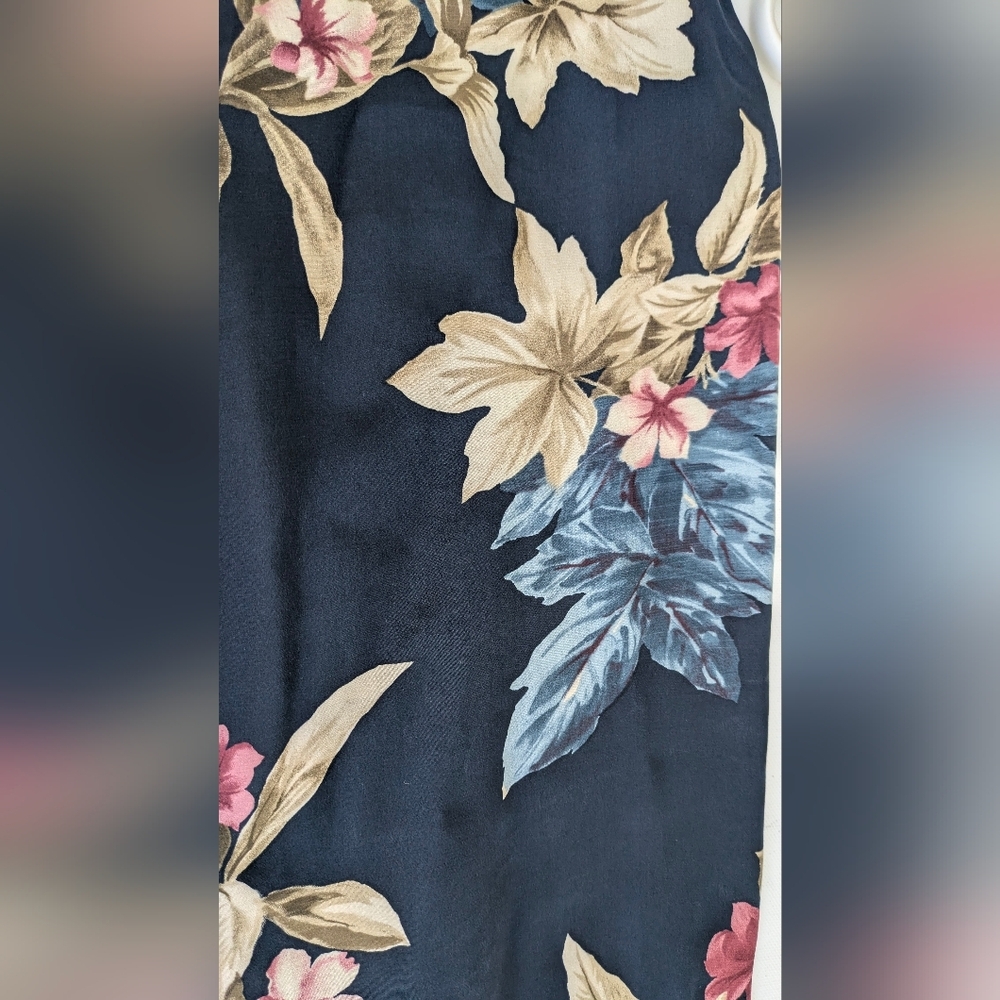 Vintage Rena Rowan From Saville 100% Silk Wrap Maxi Skirt Floral Blue size 12 - Picture 5 of 8